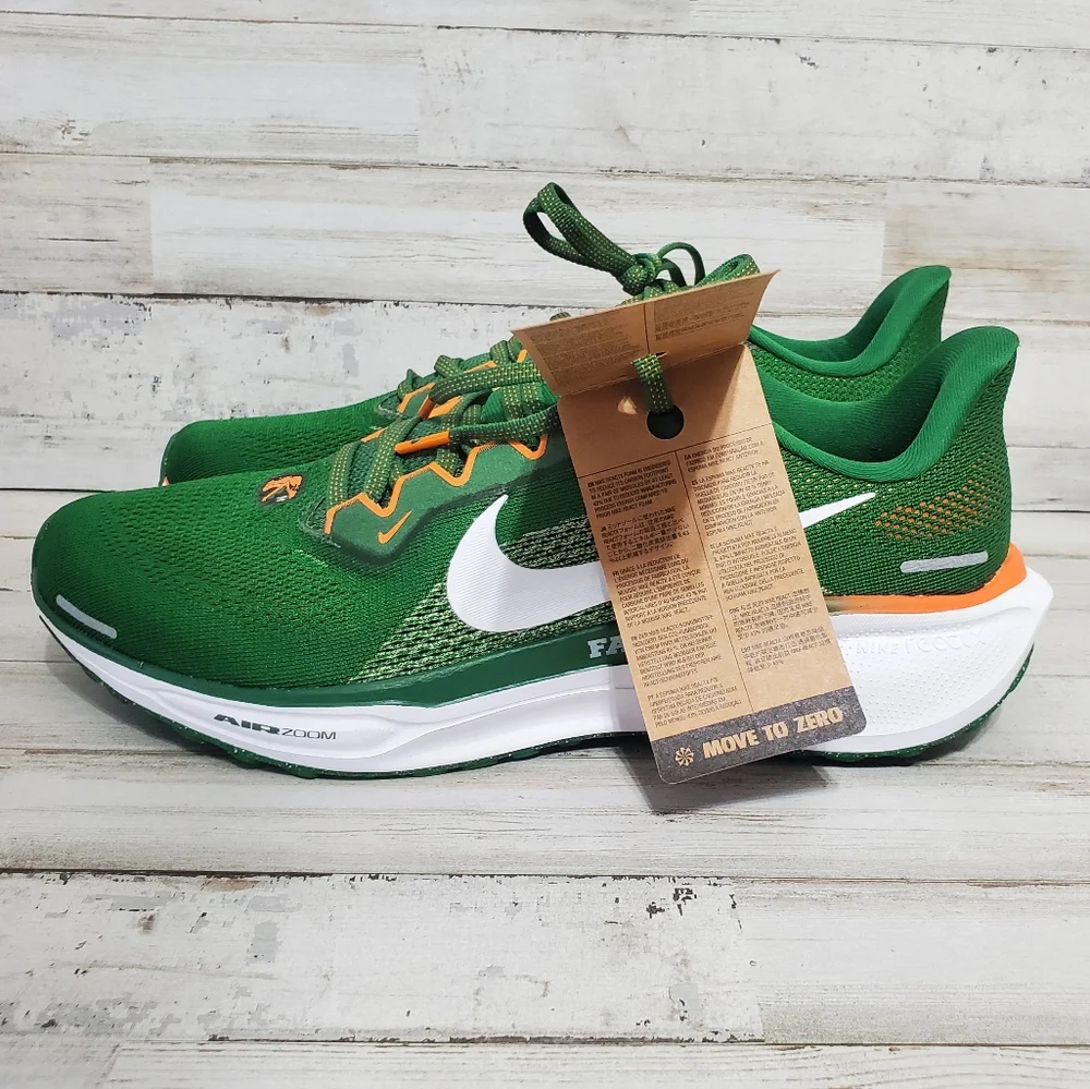 Nike Air Zoom Pegasus 41 "FAMU" Green Orange Shoes Men's Size 9.5 FZ5112-300 - Picture 3 of 11
